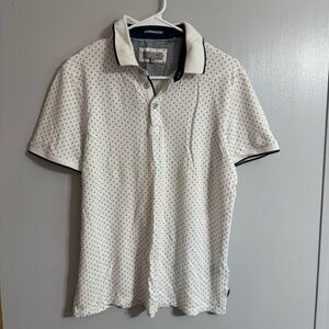 Ted Baker White and Black Patterned Polo Shirt Size 4